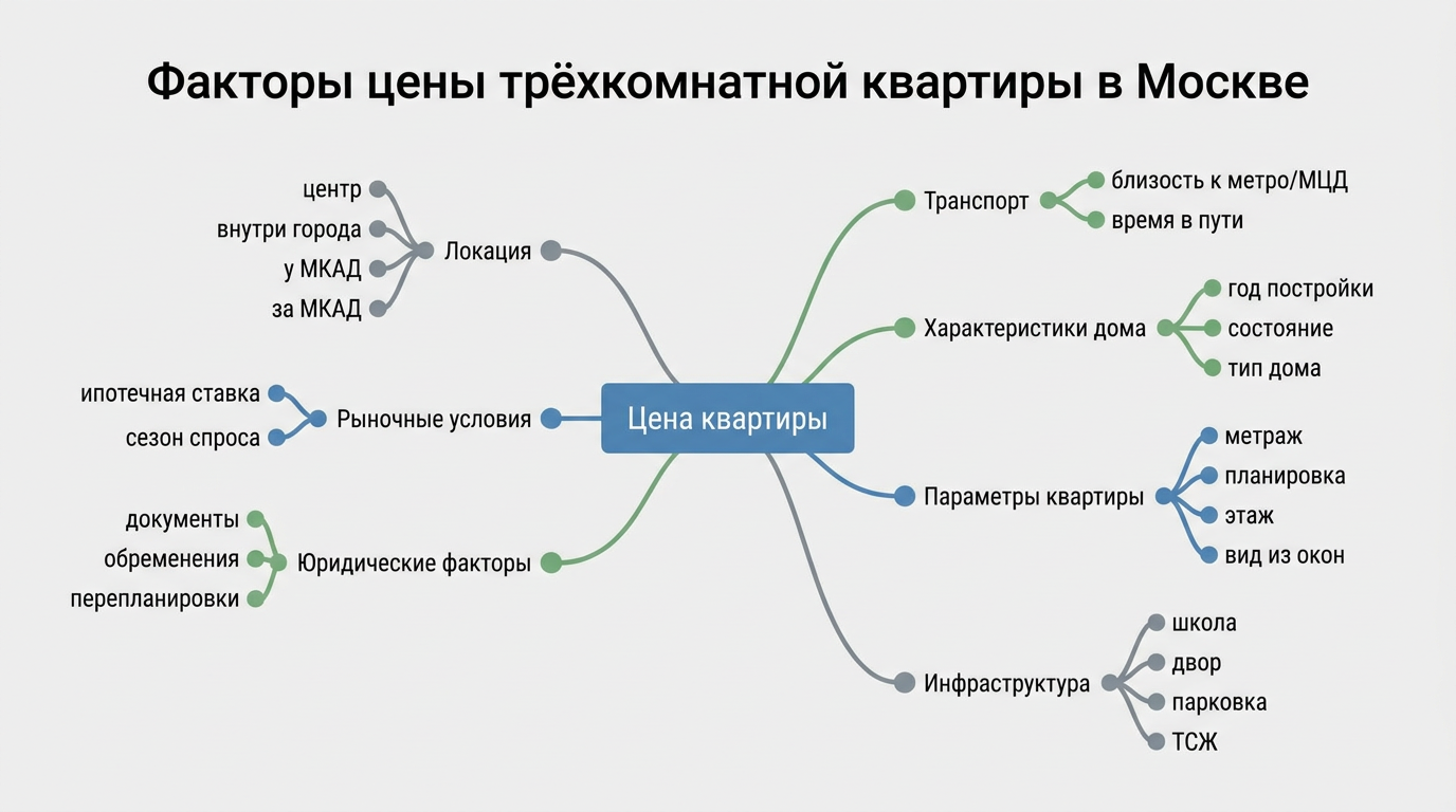 Факторы цены трехкомнатной квартиры в Москве